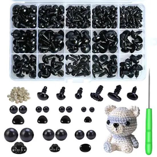 462Pcs Safety Eyes and Noses, Black Plastic Stuffed Crochet Eyes with Washers for Crafts {2}