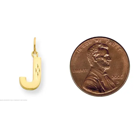 14K Gold Initial J Charm Jewelry FindingKing 20mm x 10mm {2}