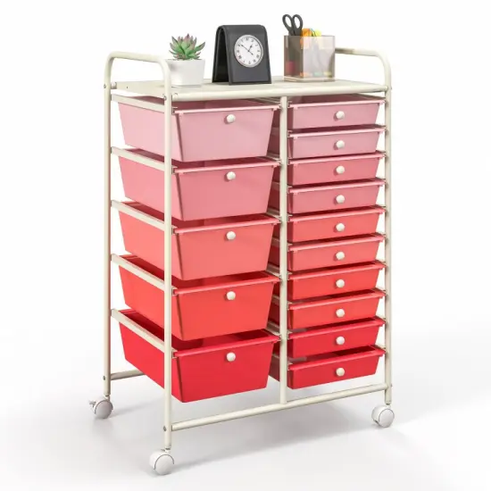 15-Drawers Multi-Use Rolling Storage Organizer Cart with Chrome Finish Steel Frame Perfect for Any Room Black & Gray {4}