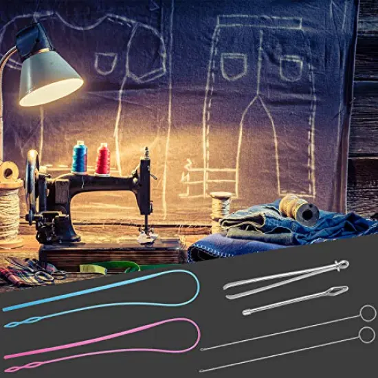 6 Pieces Sewing Loop Kit, Include Loop Turner Hook Flexible Drawstring Threader Metal Tweezers Long Loop Turner Tool with Latch for Fabric Belts Strips DIY Knitting Accessories {2}