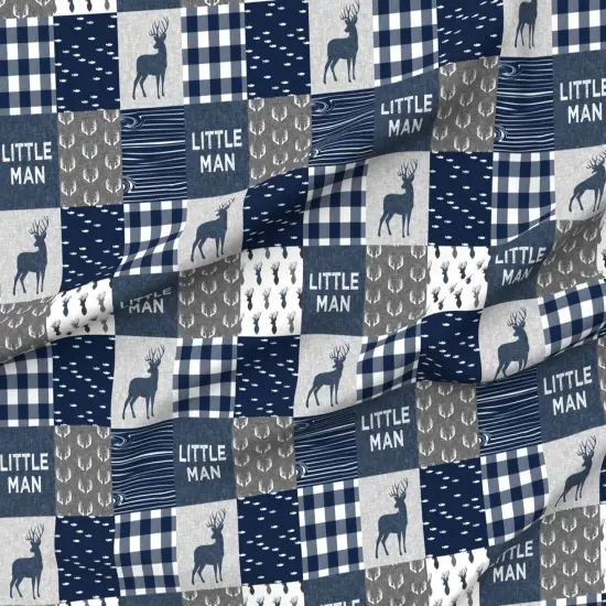 Various Fabrics by the Yard or Fat Quarter Little Man Navy Blue Gray Buck Antlers Hunting Quilt Topper Wholecloth Custom Printed Fabric by Spoonflower {6}