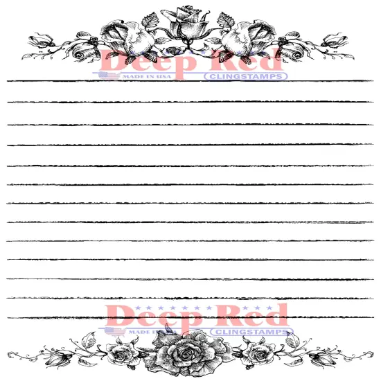 Deep Red Stamps Rose Journal Notes Rubber Cling Stamp3.8 x 5.8inches {1}