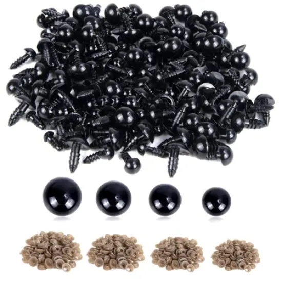 500 Pieces 6-12MM Black Plastic Safety Eyes with Washers for Crochet Animal Crafts Doll Making Supplier Bulk (4 Sizes) {1}