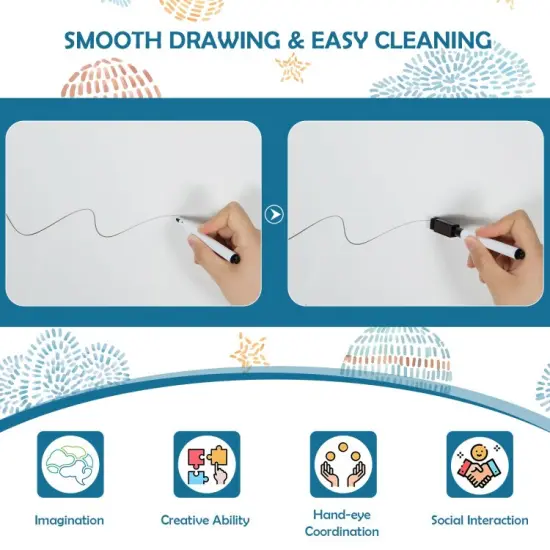 Kids' Standing Art Easel with 4-Level Adjustable Height and Multi-Functional Drawing Board Navy {4}