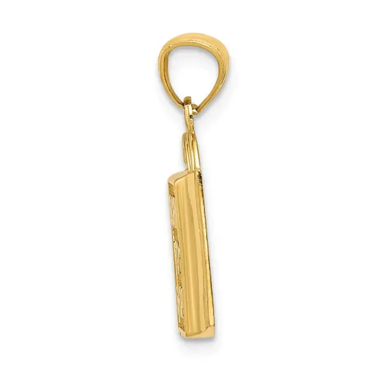 14K Yellow Gold Born to Shop Shopping Bag Charm Pendant Jewerly 14mm x 12mm {3}