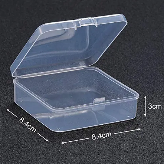12 Pack Clear Plastic Beads Storage Containers Box with Hinged Lid for Beads and More (3.3 x 3.3 x 1.2 Inch) {6}
