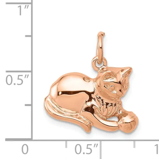 14K Gold Rose Gold Polished Cat Charm Jewelry 18mm x 18mm {4}