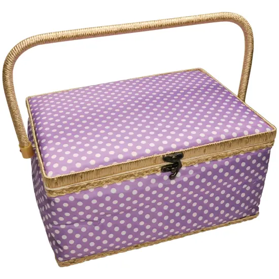 Folding Sewing Basket Dots - purple/white {1}