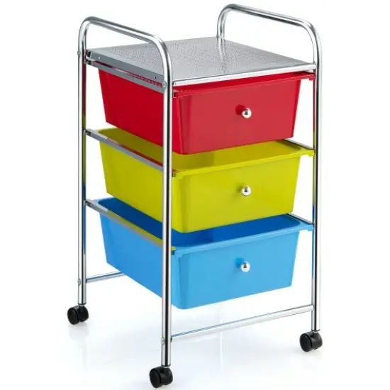 3 Drawers Metal Rolling Storage Cart with 4 Universal Casters Perfect Choice for Home or Office Multi {1}