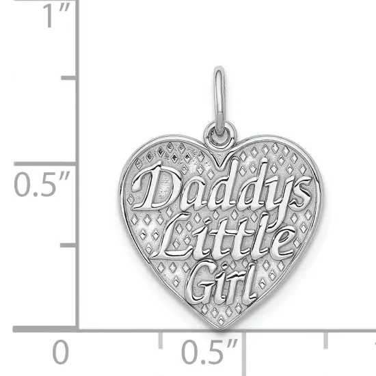 14K White Gold Daddys Little Girl in Heart Charm Jewerly 21mm x 16mm {4}