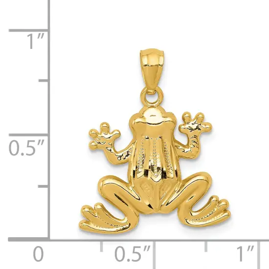 14K Gold Polished Frog Pendant Charm Jewelry 23mm x 18mm {2}