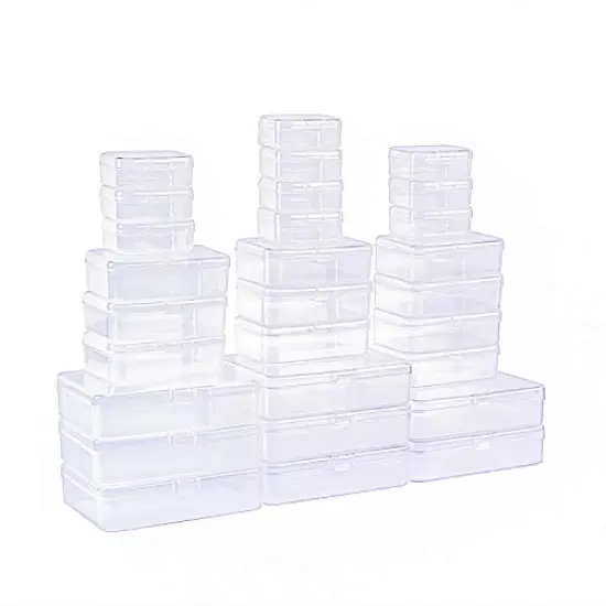 28 Pieces Mixed Sizes Rectangular Empty Mini Plastic Storage Containers with Lids for Small Items and Other Craft Projects (Clear) {1}