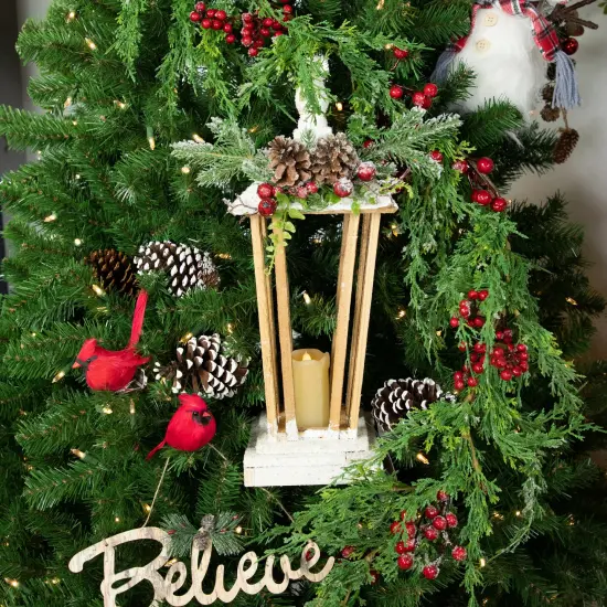 Northlight 18" LED Lighted Natural and White Storm Lantern Christmas Decoration Beige {4}