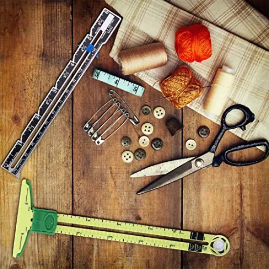 2 Pieces Sewing Gauge Sewing Measuring Tool, 5-in-1 Sliding Gauge Measuring Sewing Ruler Tool Fabric Quilting Ruler for Knitting Crafting Sewing Beginner Supplies {4}