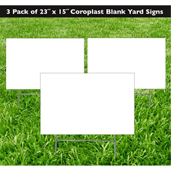 3 pack of 23" x 15" Coroplast Blank Yard Signs {2}