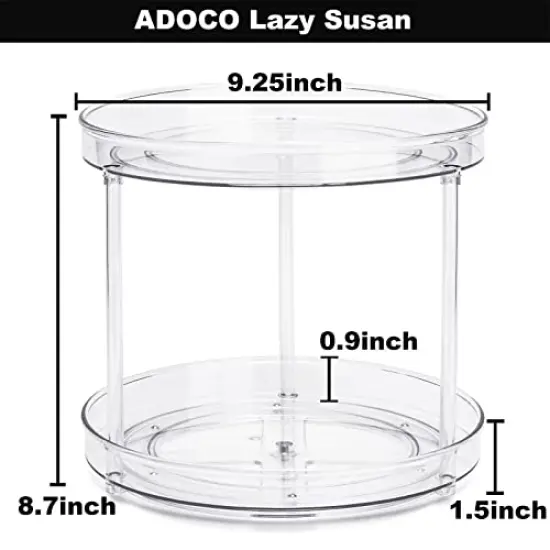 2 Tier Lazy Susan Bathroom Organizer, 9.25Inch Clear 360 Rotating Makeup Organizer for Vanity, Skincare Organizers Perfume Organizer, Spice Rack Organizer for Cabinet- Home Organization and Storage {3}