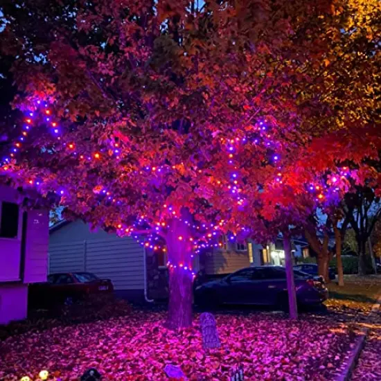 Joomer Orange Purple Halloween Lights 100FT 300 LED Connectable Halloween String Lights with 8 Modes Timer Waterproof Plug-in Orange Purple String Lights for Indoor Outdoor Halloween Decorations {5}