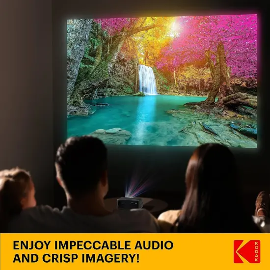 KODAK FLIK X1 Mini Pico Projector, Compact 100" Mini Projector with Remote Control & Speakers Black {4}