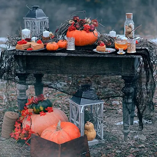 Watayo 500x39 Inch Large Size Halloween Creepy Cloth-Halloween Black Scary Spooky Cloth-Windows Doorways Cover Gauze for Halloween Party Haunted House Decor {3}