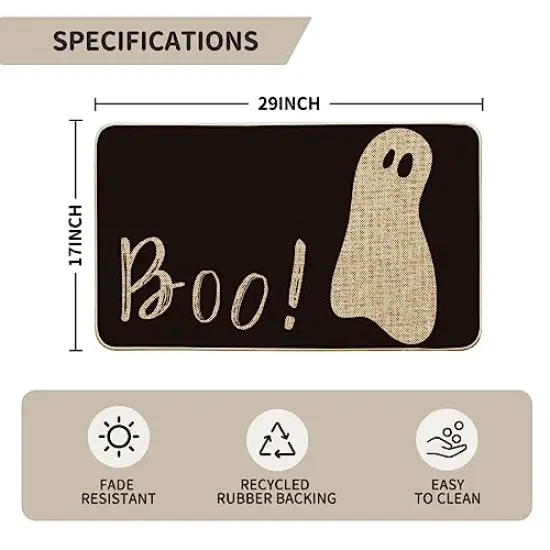 Artoid Mode Ghost Boo Decorative Doormat, Seasonal Fall Halloween Holiday Low-Profile Floor Mat Switch Mat for Indoor Outdoor 17 x 29 Inch {6}