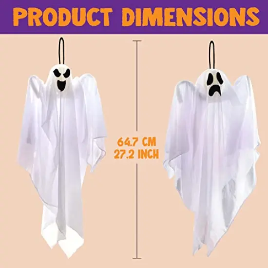 JOYIN 3 Pack Halloween Party Decoration 25.5" Hanging Ghosts, Cute Flying Ghost for Front Yard Patio Lawn Garden Party D&eacute;cor and Holiday Decorations {5}