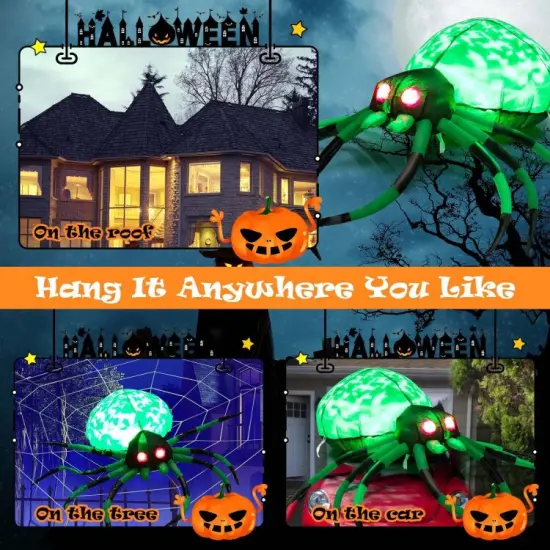 5 Feet Long Halloween Inflatable Creepy Spider with Cobweb and LEDS {5}