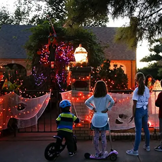 Fairy String Lights, 20FT 60 LED Copper Wire Battery Operated Waterproof Lights, Halloween Decorations for Indoor Home Outdoor Patio Yard Party Decor (Purple and Orange, 1) {5}