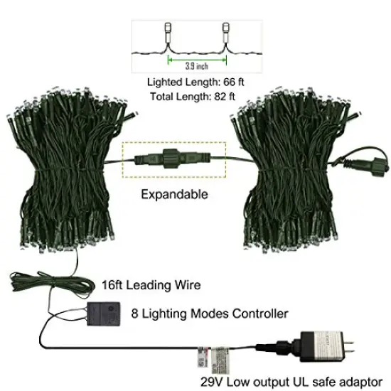200 LED 66FT Halloween Fairy String Lights, Halloween Decoration Lights with 8 Lighting Modes, Mini String Lights Plug in for Indoor Outdoor Christmas Garden Wedding Party Decor, Orange {4}