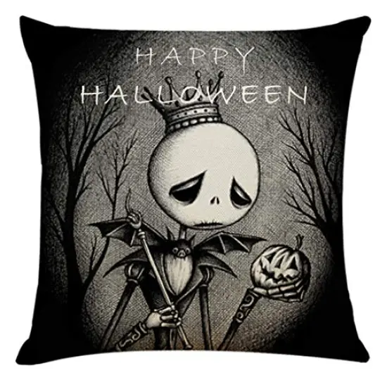 Ogrmar 4PCS 18"x18" Throw Pillow Covers Halloween Decorative Couch Pillow Cases Cotton Linen Pillow Square Cushion Cover for Sofa, Couch, Bed and Car {2}