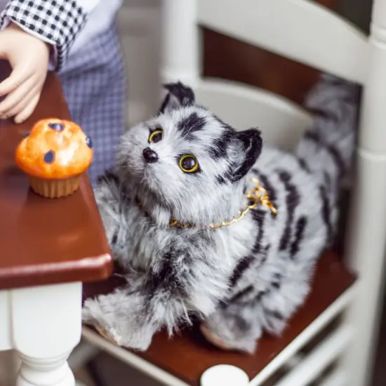 The Queen's Treasures 18 Inch Doll Pet Realistic Grey Striped Kitty Cat {7}