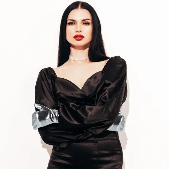 Metallic Silver Costume Gloves - Shiny Silver Princess Evening Stretch Dress Tea Glove Set for Men, Women and Kids {3}