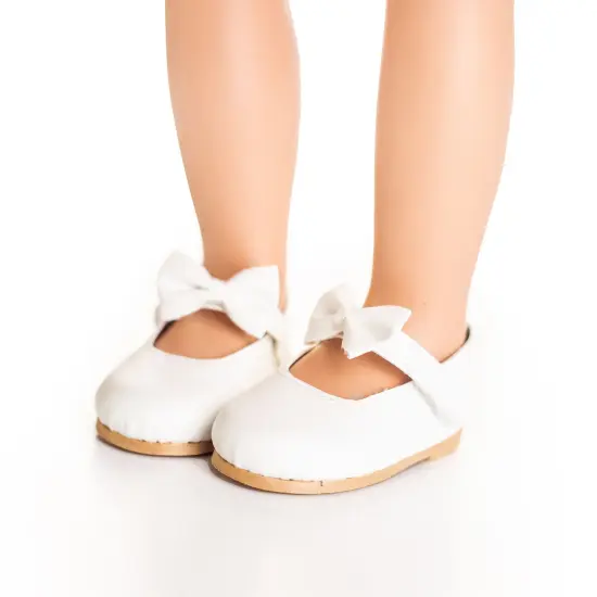The Queen's Treasures 18 Inch Doll White Dress Shoes with Bow Detail {5}