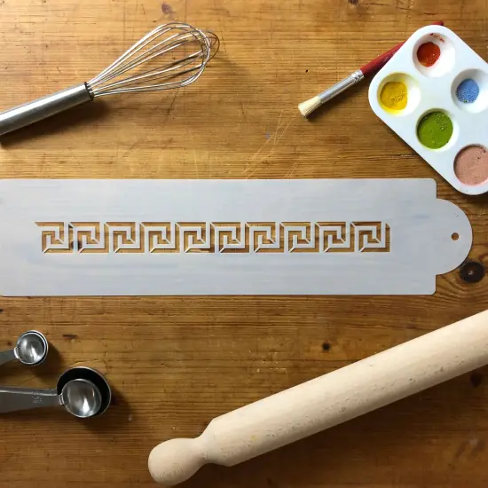 Greek Key Cake Stencil Side | C481 by Designer Stencils | Cake Decorating Tools | Baking Stencils for Royal Icing, Airbrush, Dusting Powder | Reusable Plastic Food Grade Stencil for Cakes | Easy to Use & Clean Cake Stencil {3}