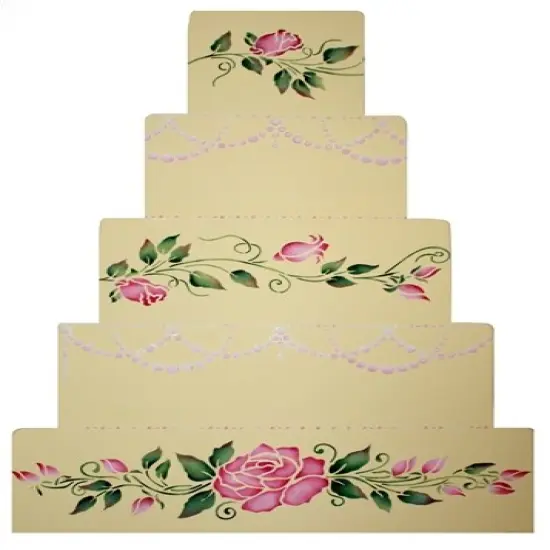 Rose Cake Stencil Tier #3 | C563 by Designer Stencils | Stencils for Royal Icing, Airbrush, Dusting Powder | {4}