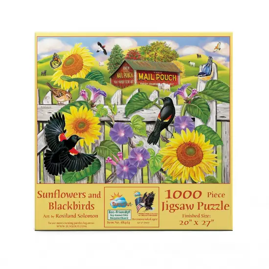 Sunsout Sunflowers and Blackbirds 1000 pc Jigsaw Puzzle 68464 {4}