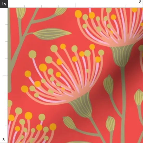 Various Fabrics by the Yard or Fat Quarter Modern Floral Coral Orange Botanical Custom Printed Fabric by Spoonflower {4}