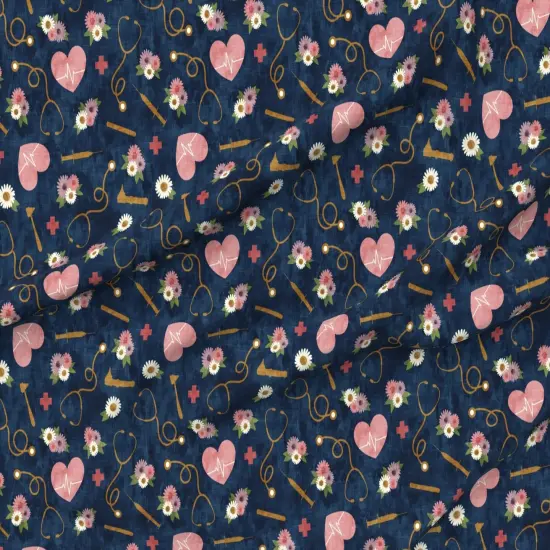 Various Fabrics by the Yard or Fat Quarter Scale Floral Nurse Nursing Blue Little Arrow Themed Custom Printed Fabric by Spoonflower {6}