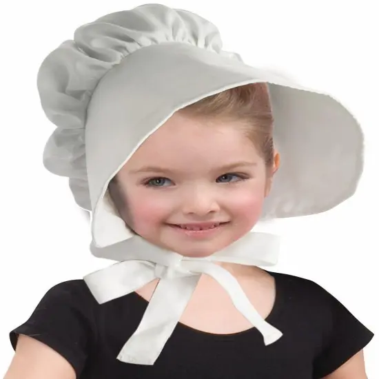 Colonial White Bonnet Child Costume Hat {1}