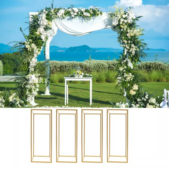 Gold Metal Flower Stand Rectangular Rack For Wedding Table Centerpieces Decor {3}