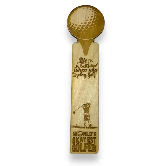 Bookmark - Worlds okayest golfer - birch wood {1}