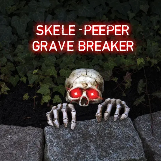 Light-Up Skele-Peeper Grave Breaker Halloween Decor {3}