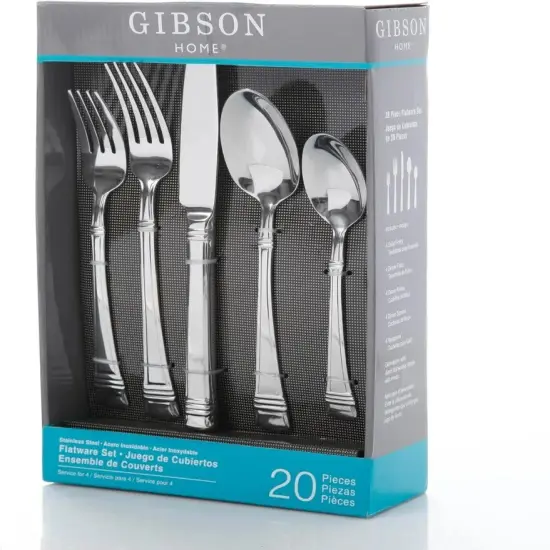 Gibson Cordell 20-Piece Flatware Set, Service for 4, Stainless Steel {4}