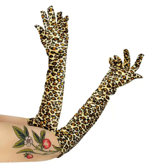 Leopard Velour 20.5 Inch Adult Costume Gloves {1}