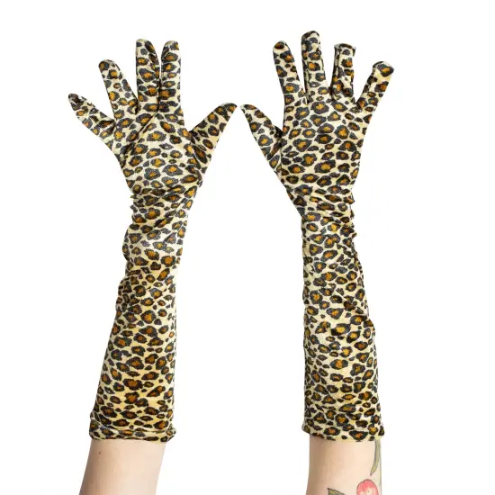 Leopard Velour 20.5 Inch Adult Costume Gloves {3}