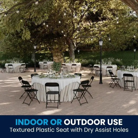 Hercules Series Plastic Folding Chair - Black - 10 Pack 650LB Weight Capacity Comfortable Event Chair-Lightweight Folding Chair {6}