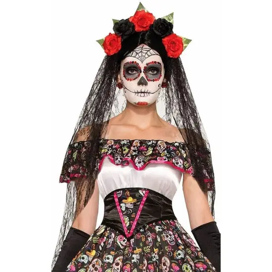 Day of the Dead Black Costume Veil {1}