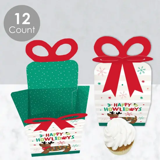Big Dot of Happiness Christmas Pets - Square Favor Gift Boxes - Cats and Dogs Holiday Party Bow Boxes - Set of 12 {3}