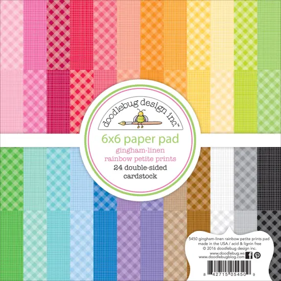 Doodlebug Petite Prints Double-Sided Paper Pad 6"X6" 24/Pkg-Gingham-Linen, 12 Designs/2 Each {1}