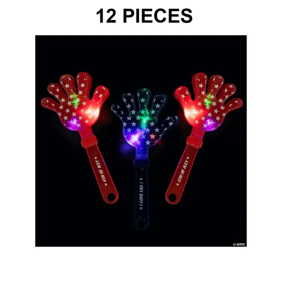 Large Light-Up Patriotic Hand Clappers - 12 Pc. {1}