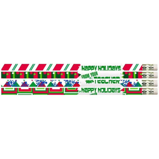 Happy Holidays From Your Teacher Motivational Pencils, 12 Per Pack, 12 Packs {1}